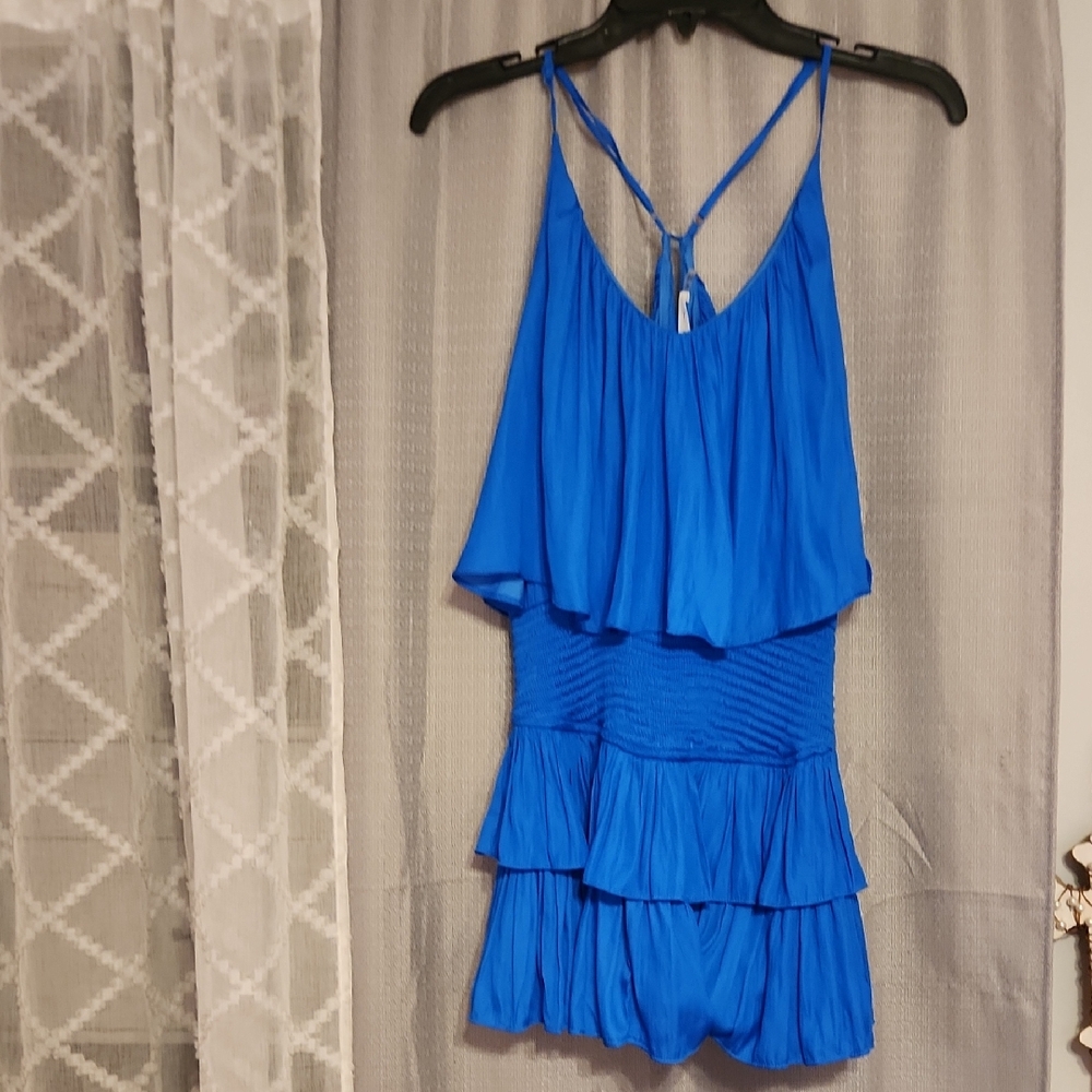 Mustard Seed Blue Ruffled Jumpsuit